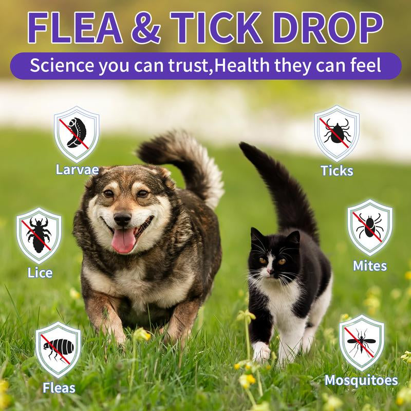 WEALLIN Flea & Tick Support Drops for Cats and Dogs – Natural Flea & Tick Support Drops with Multivitamins – Oral Supplement for Pets – Suitable for All Breeds and Ages-Bacon Flavor