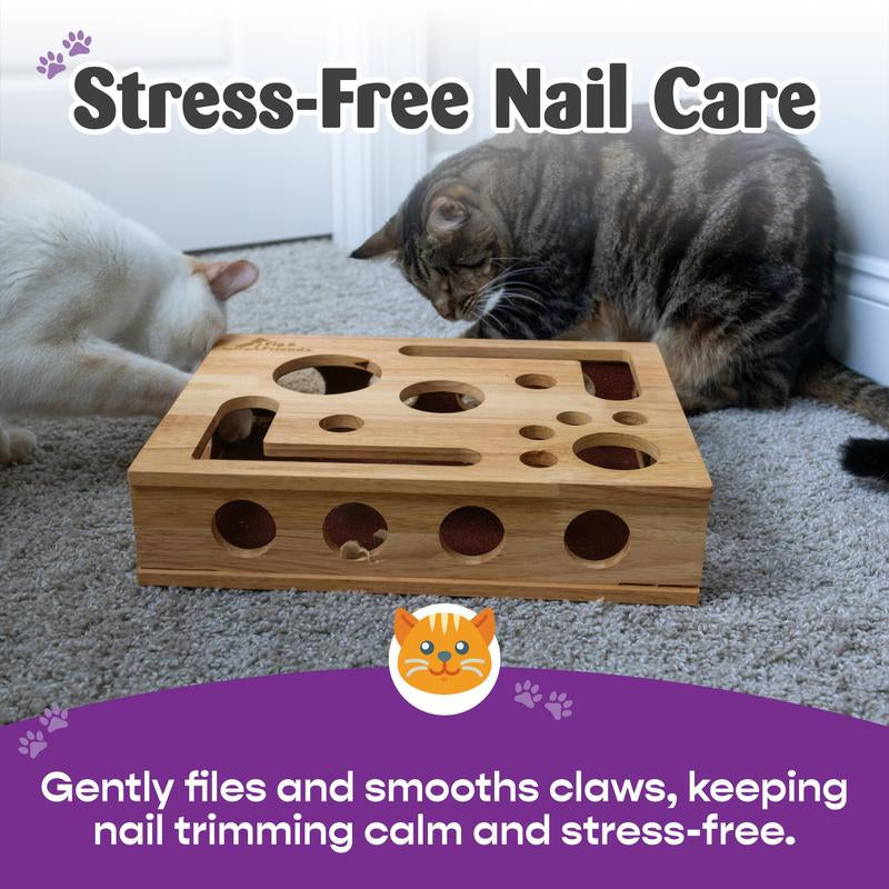 Fig & Friends Cat Scratch Puzzle Enrichment Box: Nail File Stress Free Alternative to Clippers and Grinders