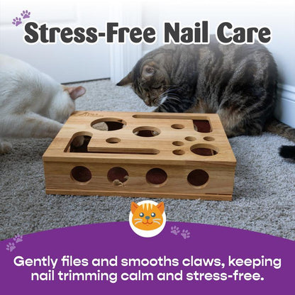 Fig & Friends Cat Scratch Puzzle Enrichment Box: Nail File Stress Free Alternative to Clippers and Grinders