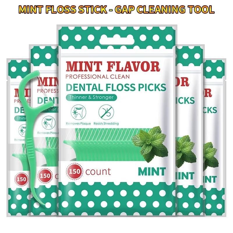 300Pcs Mint Floss Stick - Cleaning Tools for Teeth Gaps