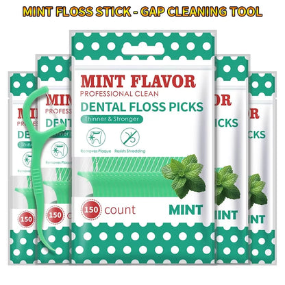 300Pcs Mint Floss Stick - Cleaning Tools for Teeth Gaps